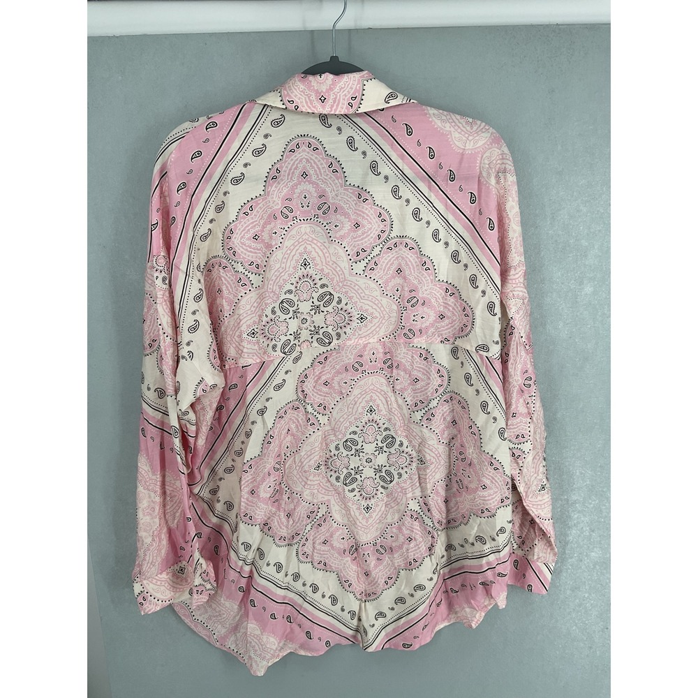 VICI Womens Button Down Top Pink Bandana Paisley Relaxed Fit Large - Picture 3 of 6